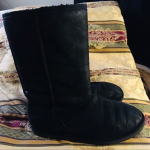COMFY BLACK AFTER SURF BOOTS LEATHER WOOL
